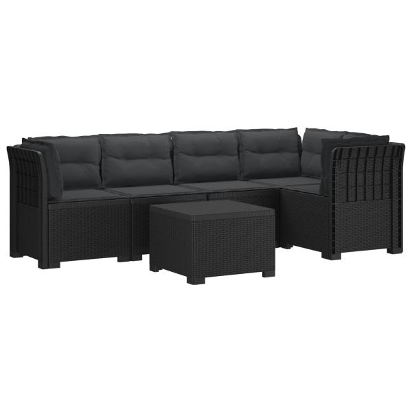 5-Sitzer Gartensofa mit Kissen Rattan-Look PP Anthrazit