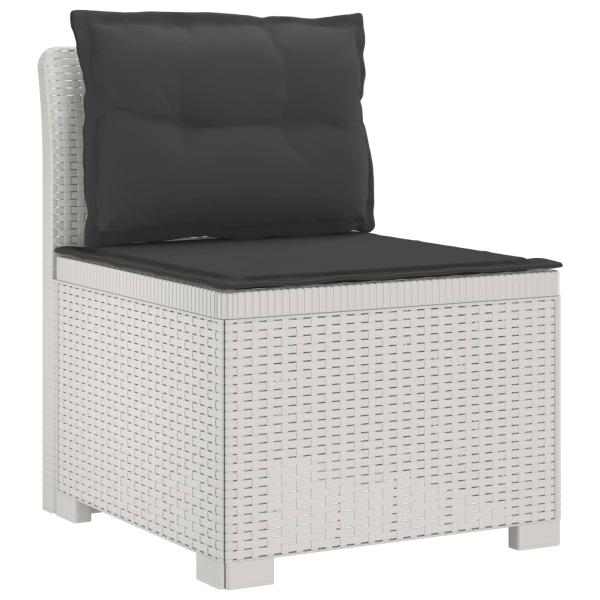 5-Sitzer Gartensofa mit Kissen Rattan-Look PP Weiß