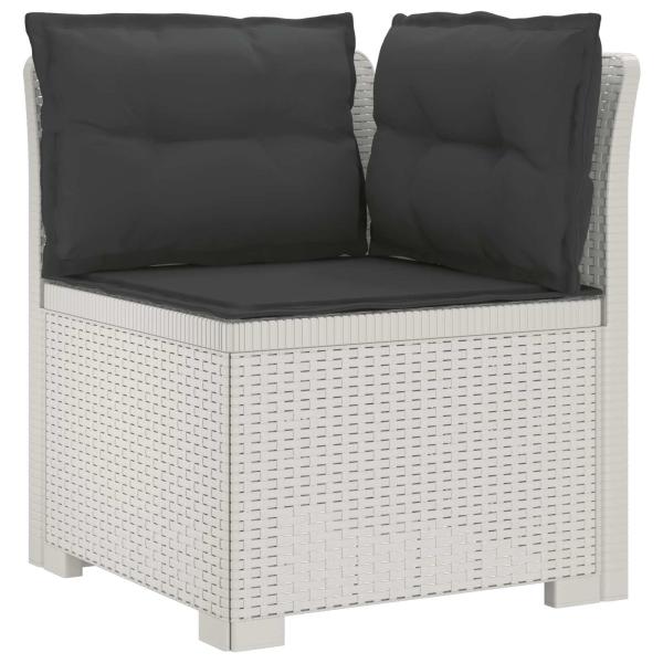 5-Sitzer Gartensofa mit Kissen Rattan-Look PP Weiß