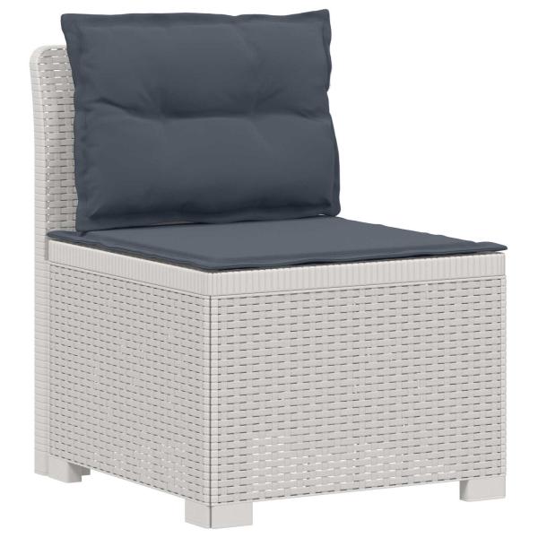 5-Sitzer Gartensofa mit Kissen Rattan-Look PP Weiß
