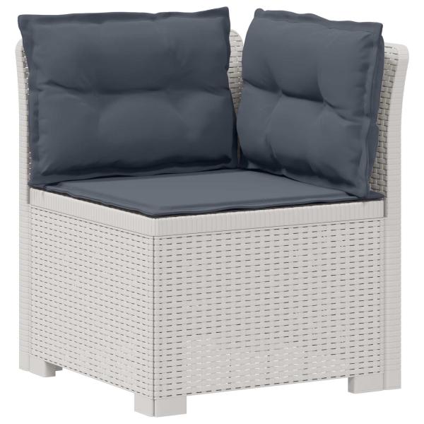 5-Sitzer Gartensofa mit Kissen Rattan-Look PP Weiß