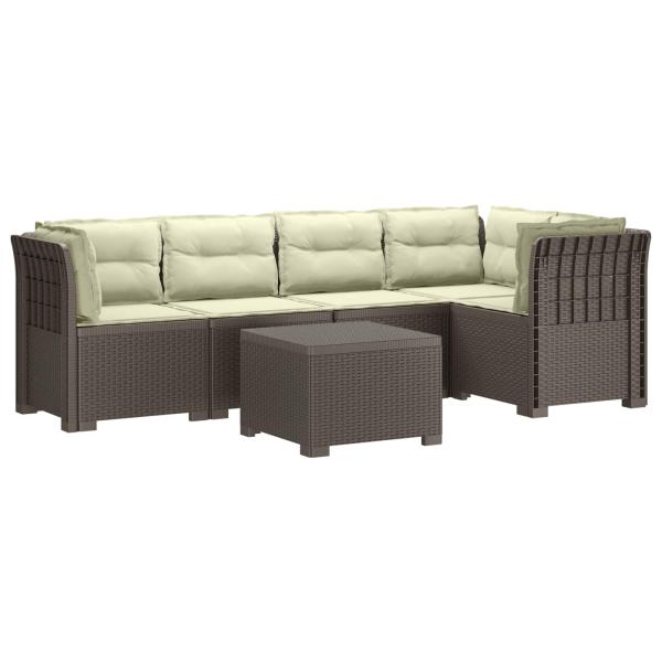 5-Sitzer Gartensofa mit Kissen Rattan-Look PP Hellgrau