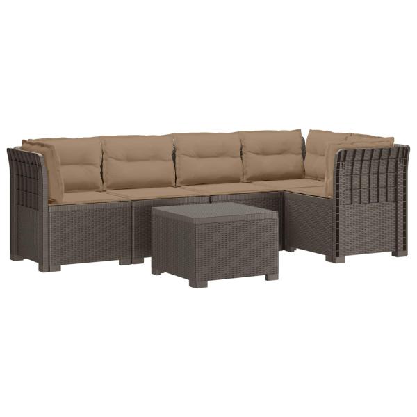 5-Sitzer Gartensofa mit Kissen Rattan-Look PP Hellgrau