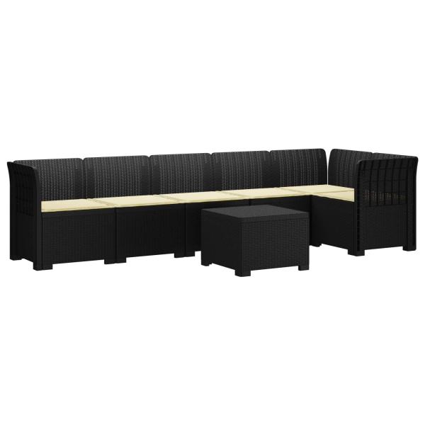 6-Sitzer Garten Sofa mit Kissen Rattan Look PP Anthrazit
