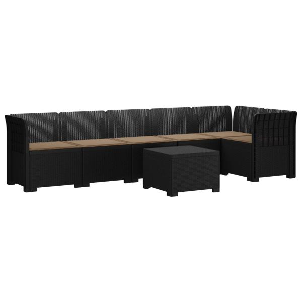 6-Sitzer Garten Sofa mit Kissen Rattan Look PP Anthrazit