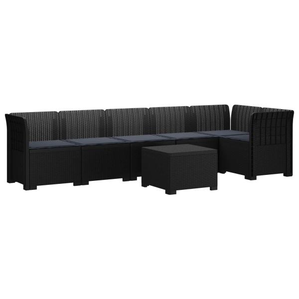 6-Sitzer Garten Sofa mit Kissen Rattan Look PP Anthrazit