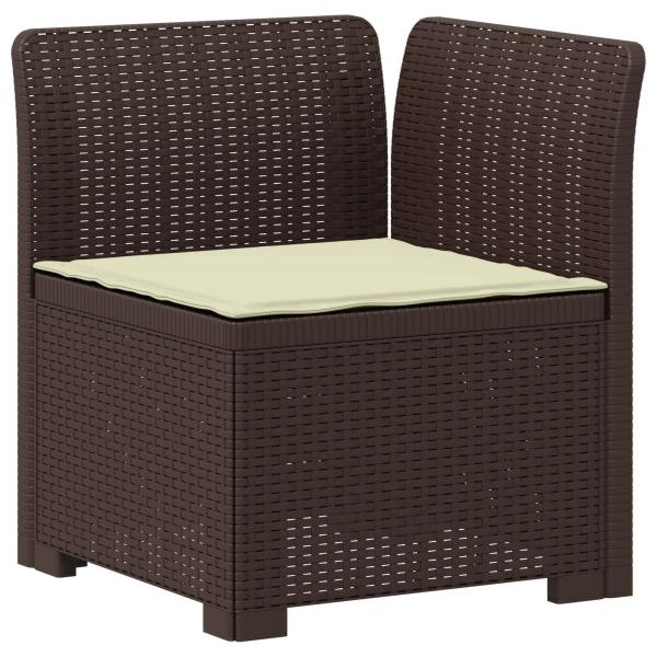 6-Sitzer Garten Sofa mit Kissen Rattan Look PP Braun