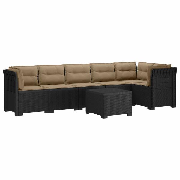 6-Sitzer Garten Sofa mit Kissen Rattan Look PP Anthrazit