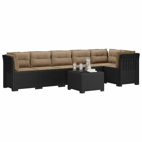6-Sitzer Garten Sofa mit Kissen Rattan Look PP Anthrazit