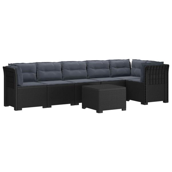 6-Sitzer Garten Sofa mit Kissen Rattan Look PP Anthrazit
