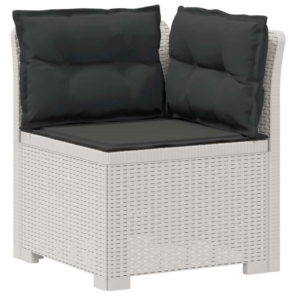 6-Sitzer Garten Sofa mit Kissen Rattan Look PP Weiß