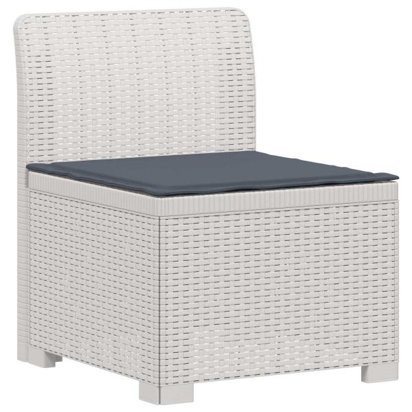 7-Sitzer Gartensofa mit Kissen Rattan-Look PP Weiß