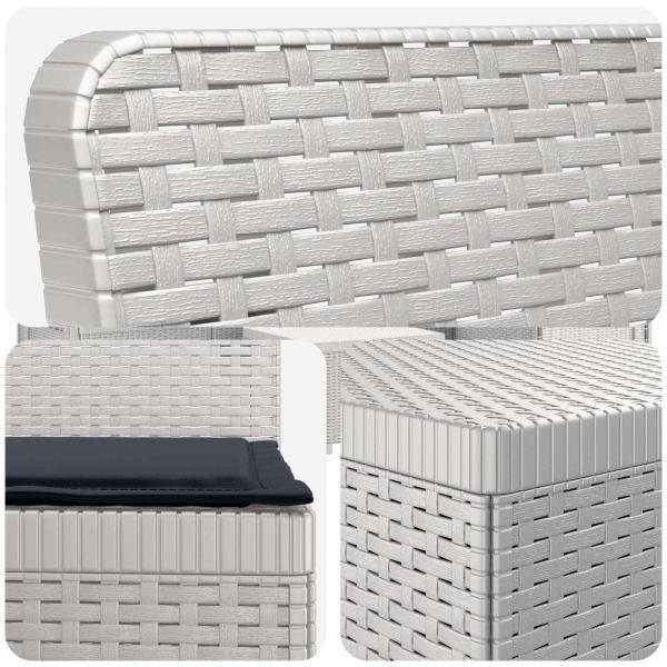 7-Sitzer Gartensofa mit Kissen Rattan-Look PP Weiß