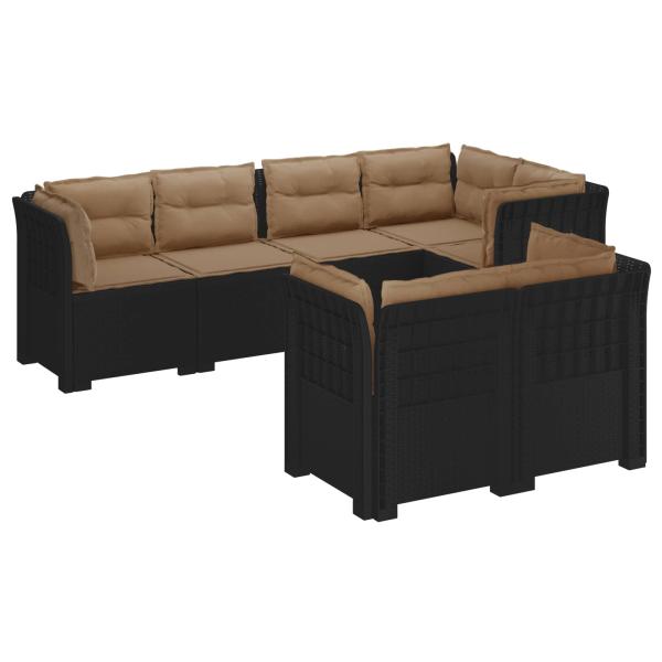 7-Sitzer Gartensofa mit Kissen Rattan-Look PP Anthrazit