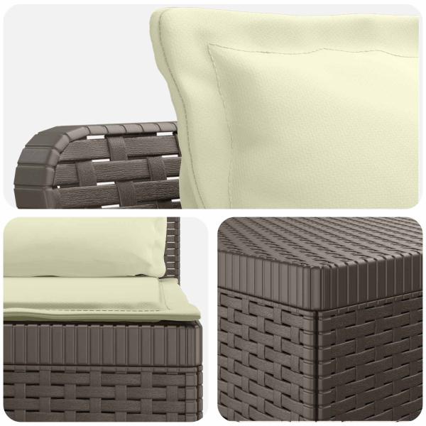 7-Sitzer Gartensofa mit Kissen Rattan-Look PP Hellgrau
