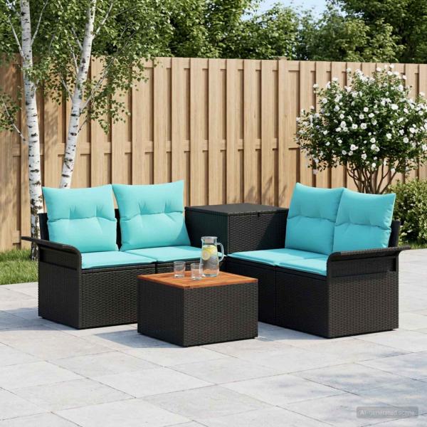 ARDEBO.de - Sofa Set 6 stk. 4-Sitzanzahl Schwarz und Blau