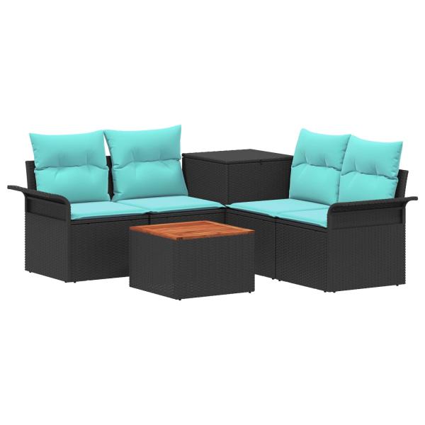 Sofa Set 6 stk. 4-Sitzanzahl Schwarz und Blau
