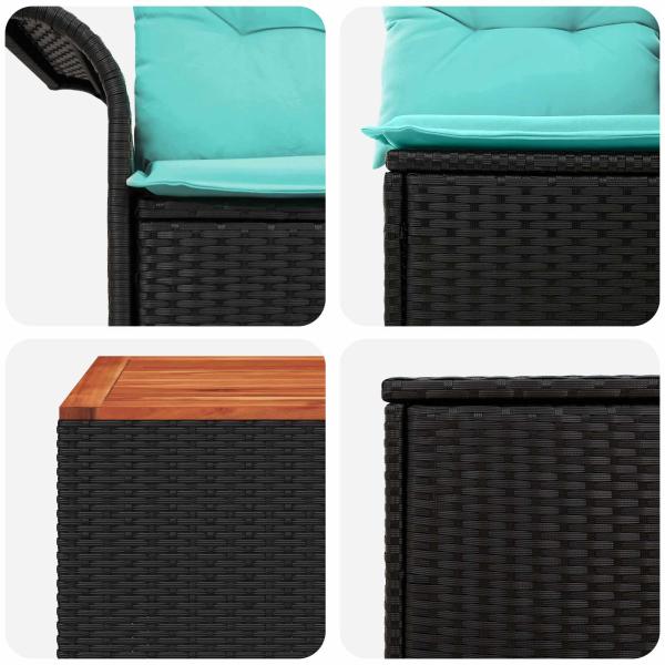 Sofa Set 6 stk. 4-Sitzanzahl Schwarz und Blau