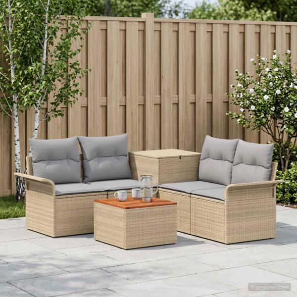 ARDEBO.de - Sofa Set 6 stk. 4-Sitzanzahl Beige und Hellgrau