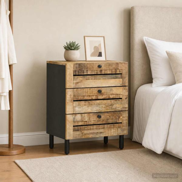 ARDEBO.de - Nachttisch Natur 50 x 33 x 62 cm Massivholz Mango