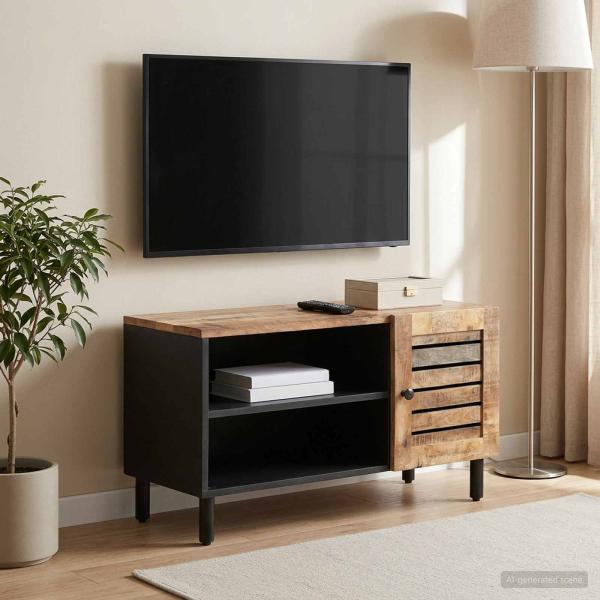 ARDEBO.de - Stauraumschr?nke Natur 80 x 33 x 46 cm Massivholz Mango
