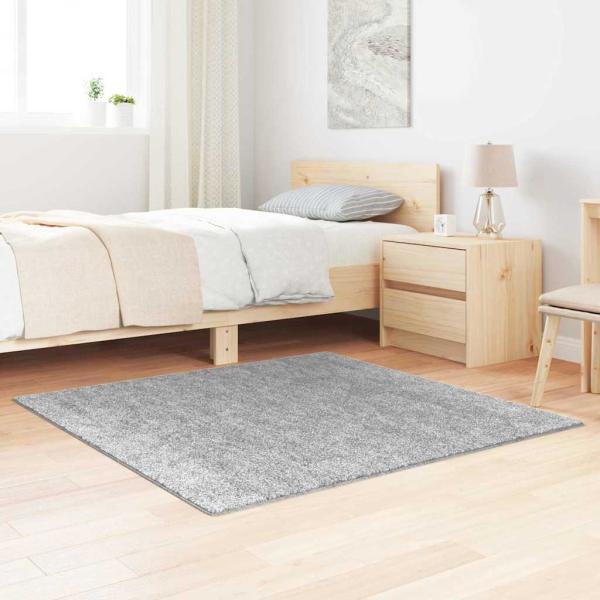 ARDEBO.de - Anti-Rutsch Shaggy Teppich Grau 120 x 120 cm PP