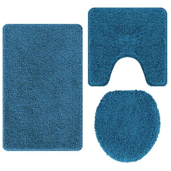 Anti-Rutsch Badematten-Set 3 stk. Blau 50 x 80 cm PP