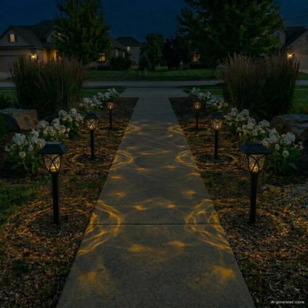Außen Solarlichter mit Erdnagel 6 stk. Warmes Weiß 42 cm PP