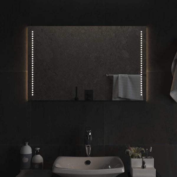 LED-Badezimmerspiegel Transparent 80 x 50 cm Gehärtetes Glas