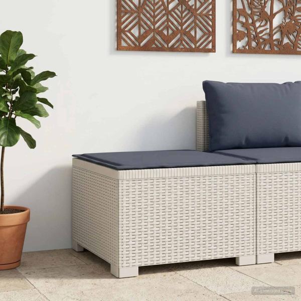 ARDEBO.de - 1-Sitzer Garten-Sofa mit Kissen Rattan-Look PP Weiß