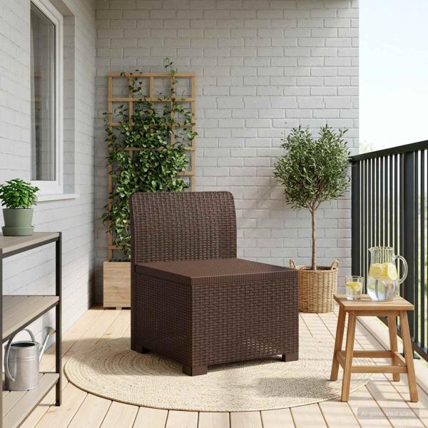 ARDEBO.de - 1-Sitzer Garten-Sofa Rattan-Look PP Braun