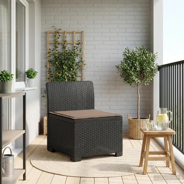 ARDEBO.de - 1-Sitzer Garten-Sofa mit Kissen Rattan-Look PP Anthrazit