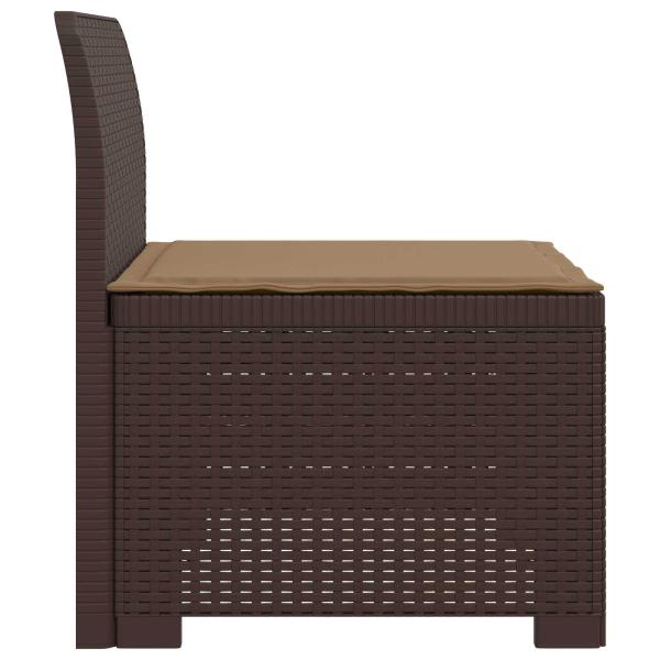 1-Sitzer Garten-Sofa mit Kissen Rattan-Look PP Braun