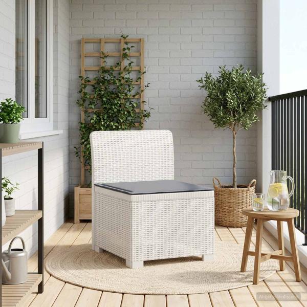 ARDEBO.de - 1-Sitzer Garten-Sofa mit Kissen Rattan-Look PP Weiß