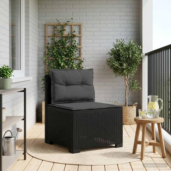ARDEBO.de - 1-Sitzer Garten-Sofa mit Kissen Rattan-Look PP Anthrazit