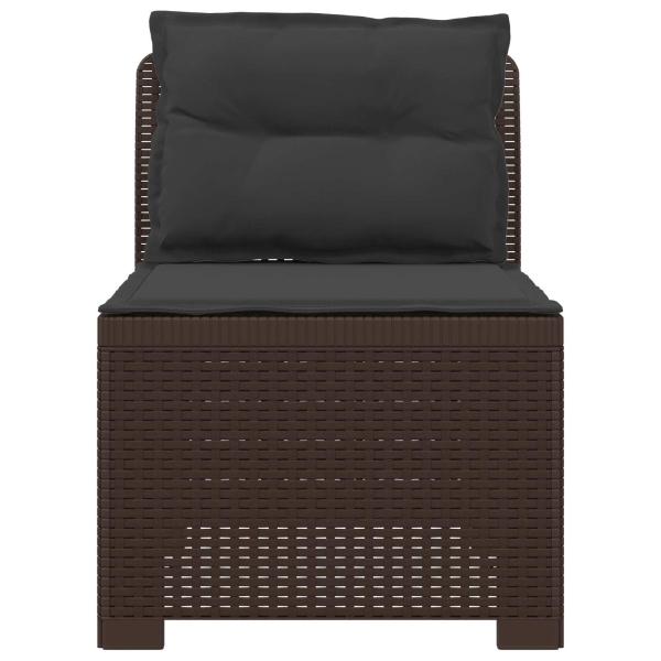 1-Sitzer Garten-Sofa mit Kissen Rattan-Look PP Braun