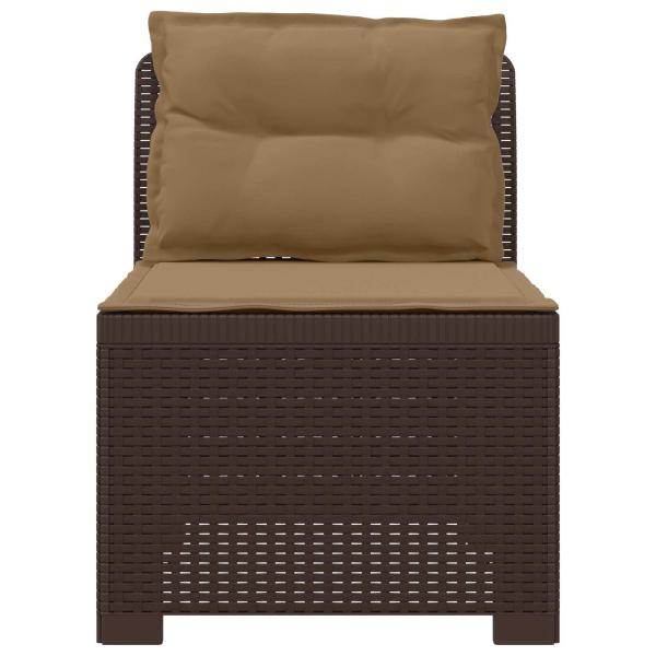 1-Sitzer Garten-Sofa mit Kissen Rattan-Look PP Braun