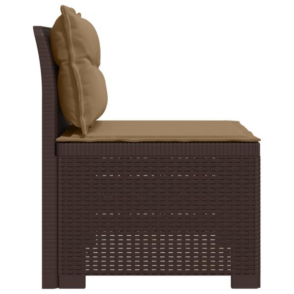 1-Sitzer Garten-Sofa mit Kissen Rattan-Look PP Braun