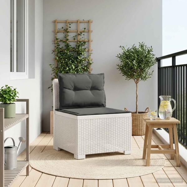 ARDEBO.de - 1-Sitzer Garten-Sofa mit Kissen Rattan-Look PP Weiß