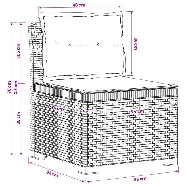 1-Sitzer Garten-Sofa mit Kissen Rattan-Look PP Weiß