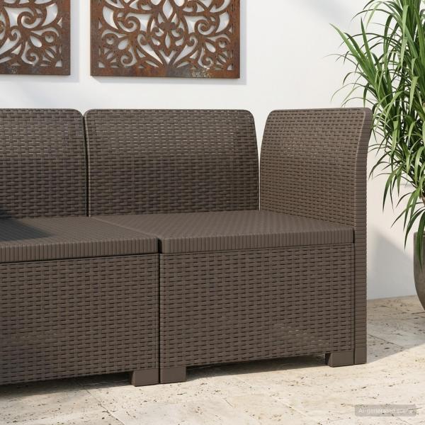 ARDEBO.de - 1-Sitzer Garten-Sofa Rattan-Look PP Hellgrau