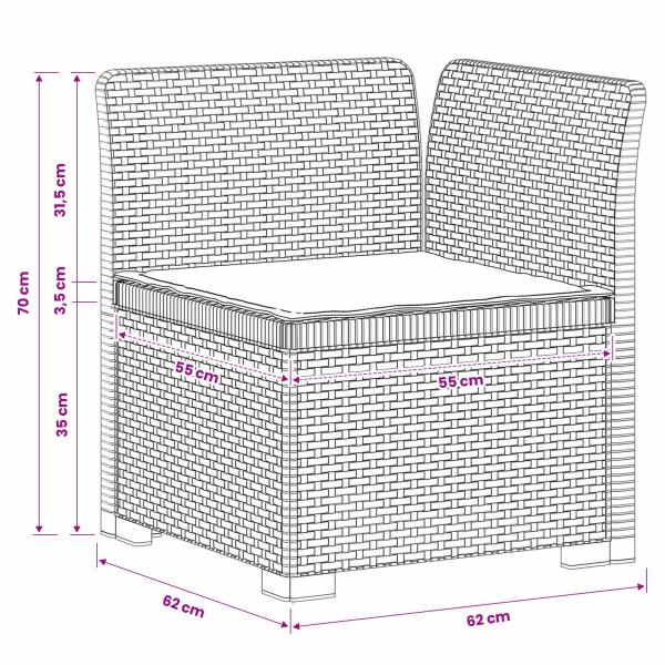 1-Sitzer Garten-Sofa mit Kissen Rattan-Look PP Anthrazit