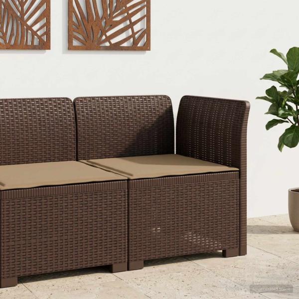 ARDEBO.de - 1-Sitzer Garten-Sofa mit Kissen Rattan-Look PP Braun