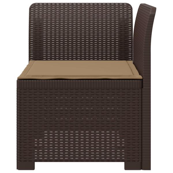 1-Sitzer Garten-Sofa mit Kissen Rattan-Look PP Braun