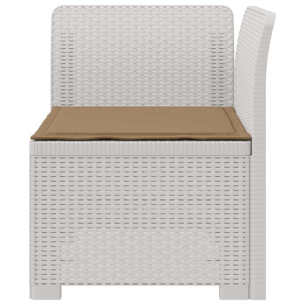 1-Sitzer Garten-Sofa mit Kissen Rattan-Look PP Weiß