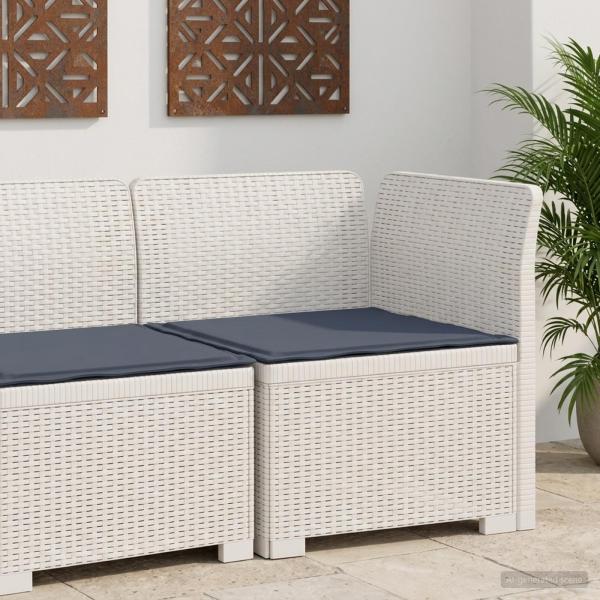 ARDEBO.de - 1-Sitzer Garten-Sofa mit Kissen Rattan-Look PP Weiß