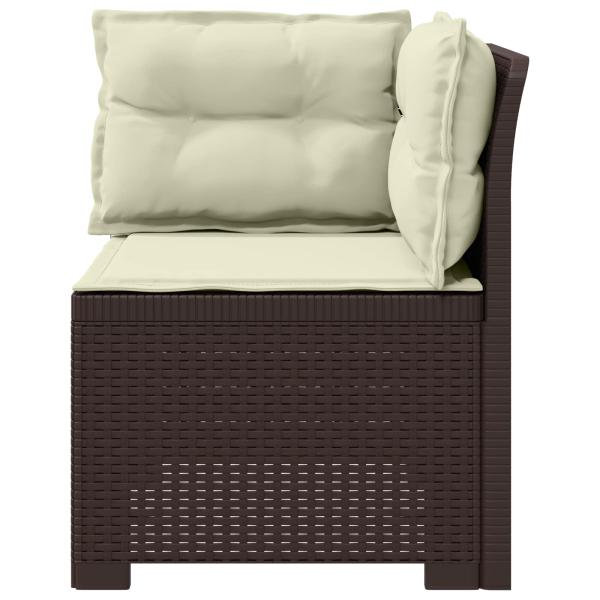 1-Sitzer Garten-Sofa mit Kissen Rattan-Look PP Braun