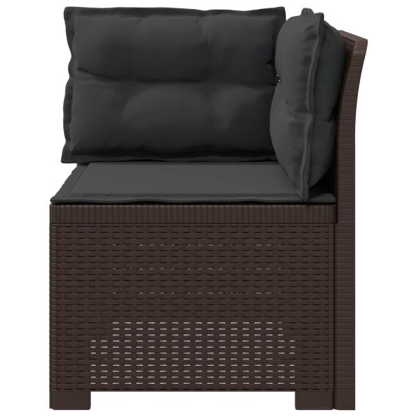 1-Sitzer Garten-Sofa mit Kissen Rattan-Look PP Braun