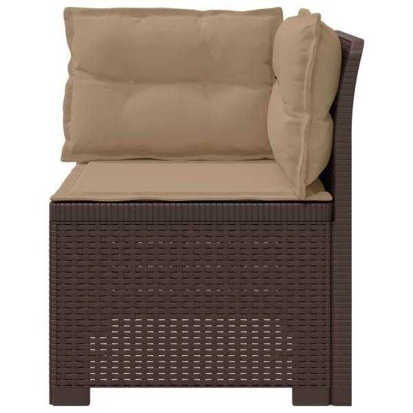 1-Sitzer Garten-Sofa mit Kissen Rattan-Look PP Braun