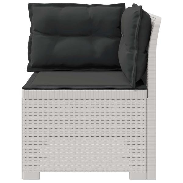 1-Sitzer Garten-Sofa mit Kissen Rattan-Look PP Weiß